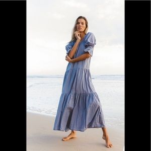 Daughters of India maxi Sahana Dress in XS color Blue Lagoon